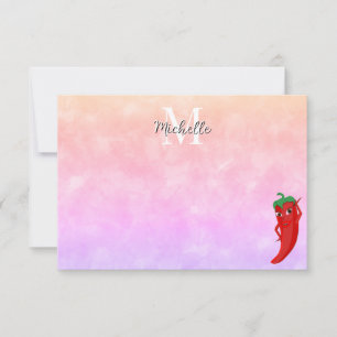 Rote Heiße Paprika Diva Aquarell Individuelles Mon Mitteilungskarte