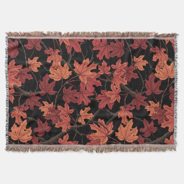 Rote Herbst-Ahornblätter auf Schwarz Decke (Vorderseite)