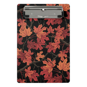 Rote Herbst-Ahornblätter auf Schwarz Mini Klemmbrett