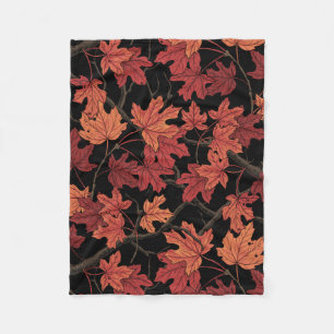 Rote Herbstahornblätter auf Schwarz Fleecedecke