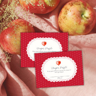 Rote herbstliche Vintage-Apfel-Windel-Raffel-Baby- Begleitkarte