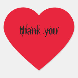 Rote Herz - Aufkleber mit dem Spruch " thank you"