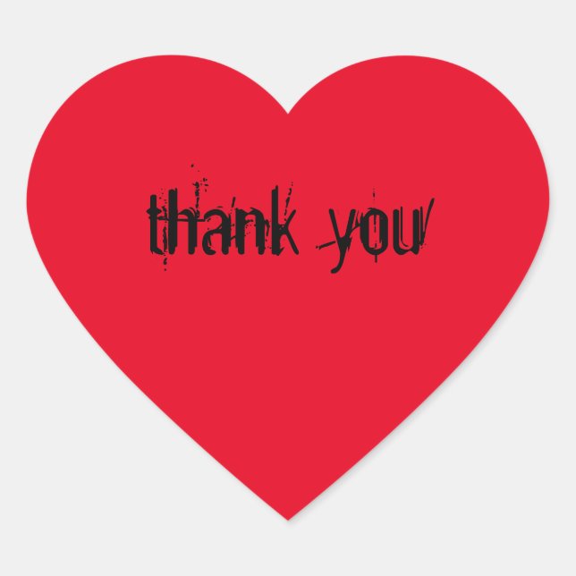 Rote Herz - Aufkleber mit dem Spruch " thank you" (Vorderseite)