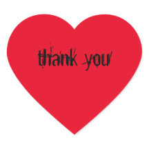 Rote Herz - Aufkleber mit dem Spruch " thank you"