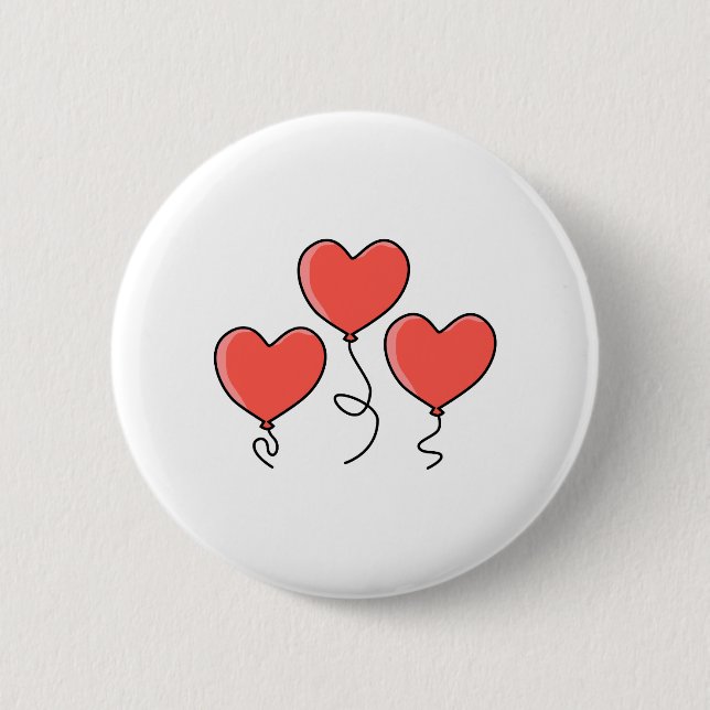 Rote Herz-Ballone Button (Vorderseite)