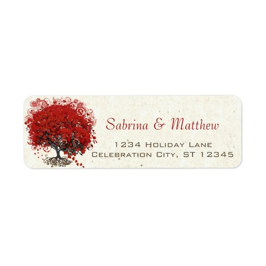 Rote Herz-Blatt-Baum-Hochzeit
