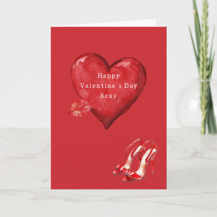 Rote Herz High Heels Kuss Valentinstag Karte