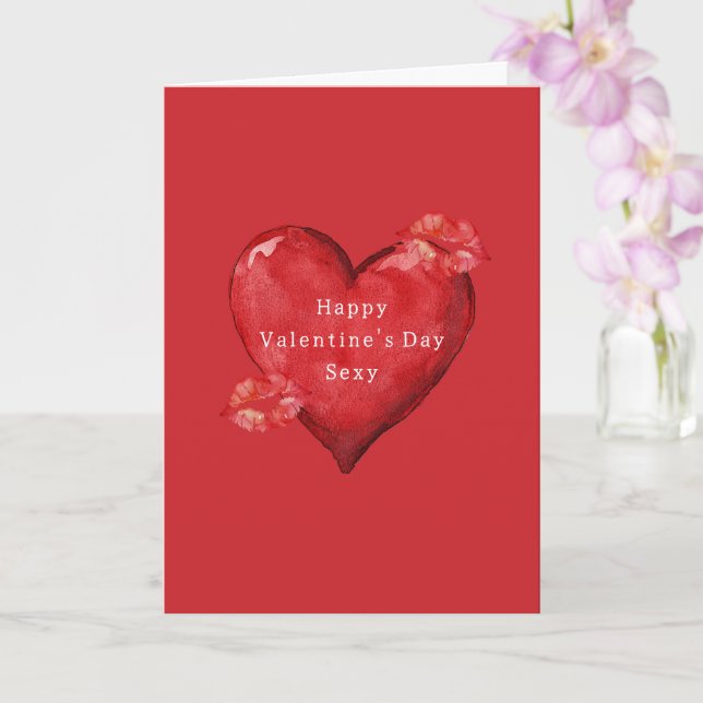 Rote Herz Küsse Valentinstag Karte (Orchidee)