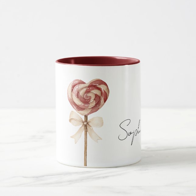 Rote Herz Lutscher Tasse (Zentrum)