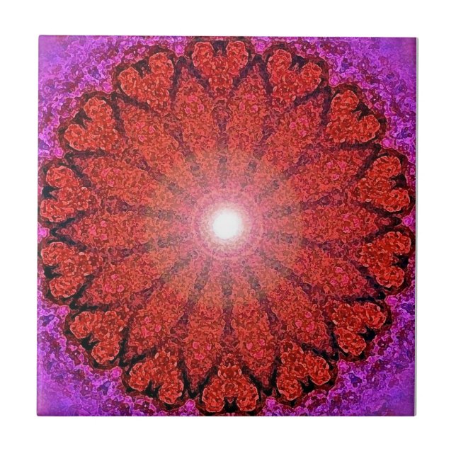 Rote Herz Mandala-Orignial Kunst durch Fliese (Vorderseite)