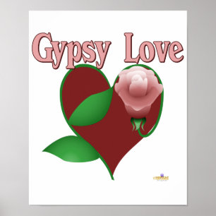 Rote Herz-Rosa-Rosen-Sinti und Roma-Liebe Poster