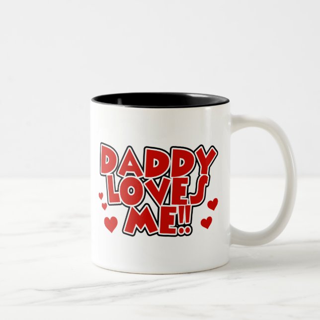 Rote Herz-Vati-Lieben ich Zweifarbige Tasse (Rechts)