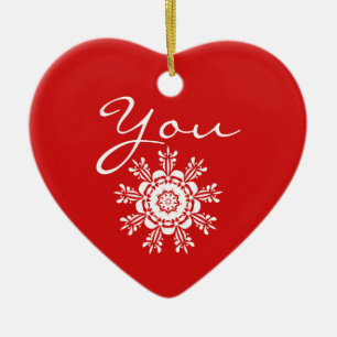 Rote Herz-Weihnachtsheirat-Antrag-Dekoration Keramik Ornament