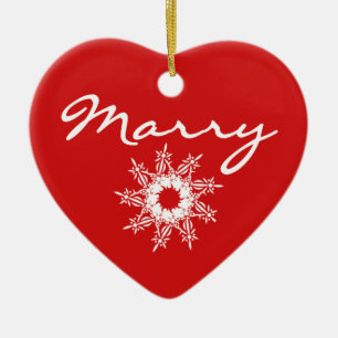 Rote Herz-Weihnachtsheirat-Antrag-Dekoration Keramik Ornament