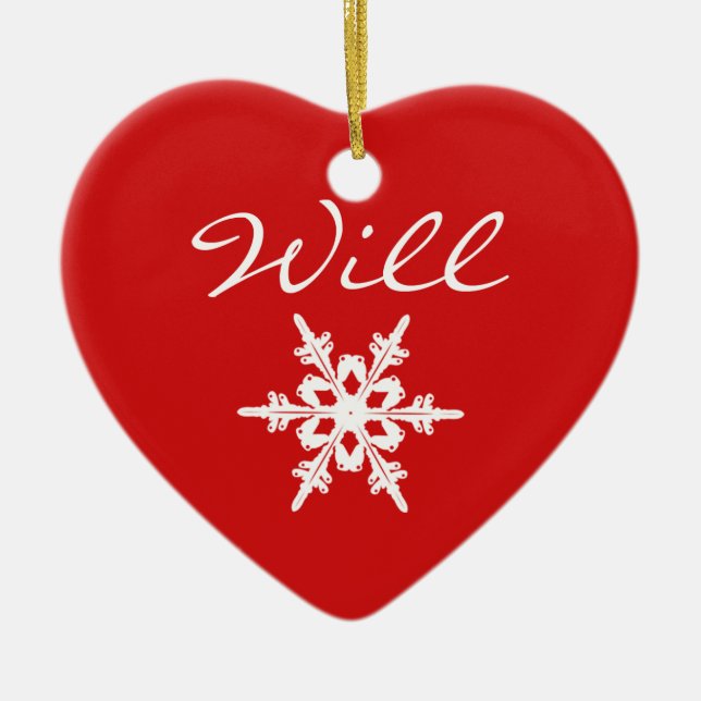 Rote Herz-Weihnachtsheirat-Antrag-Dekoration Keramikornament (Vorne)