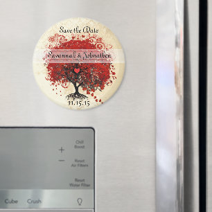 Rote Herzblatt-Baum-Damaskus-Save-the-Date-Magnete Magnet