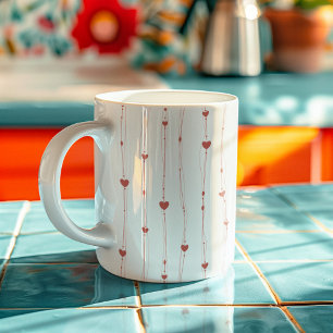 Rote Herzen auf Ribbons Nahtloses Muster Valentine Kaffeetasse