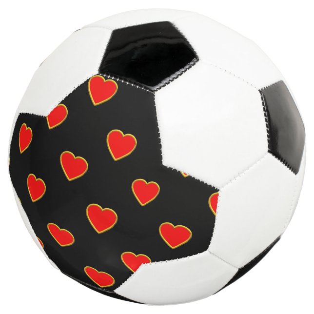 Rote Herzen auf schwarzem Hintergrund Fußball (Dreiviertel)