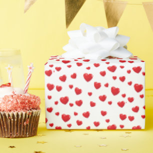 Rote Herzen auf Weiß Geschenkpapier
