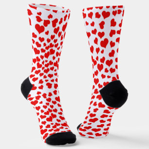 Rote Herzen auf Weiß Socken