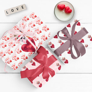 Rote Herzen Chihuahua Hundeliebhaber Valentinsgesc Geschenkpapier Set