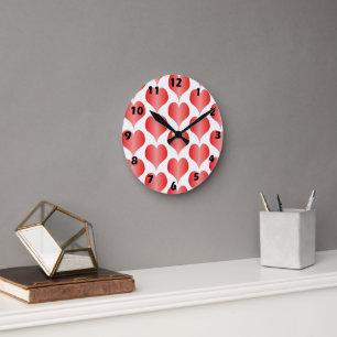 Rote Herzen Design Runde Wanduhr