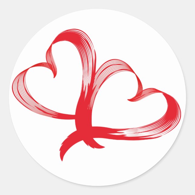 Rote Herzen Doppelverflochtene Liebe Aufkleber (Vorderseite)