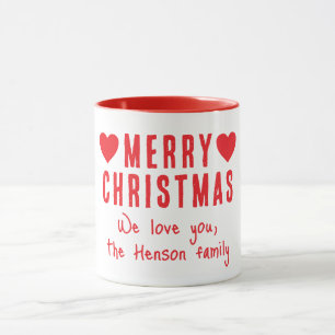 Rote Herzen Frohe Weihnachten Familienname Geschen Tasse