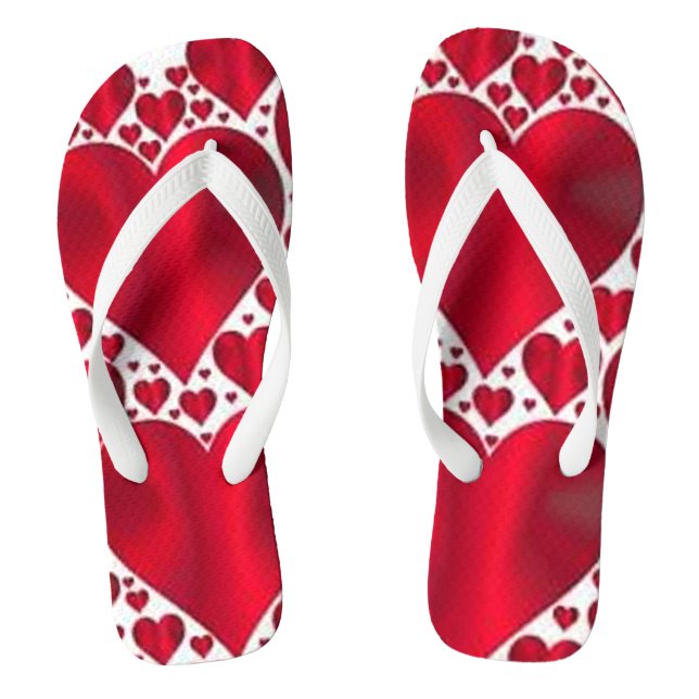 ROTE HERZEN FÜR DEN VALENTINTAG FLIP FLOPS (Fußbett)
