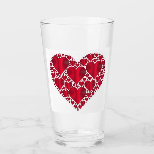 ROTE HERZEN FÜR DEN VALENTINTAG GLAS (Vorderseite)