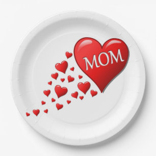 ROTE HERZEN FÜR DIE MAMA PAPPTELLER