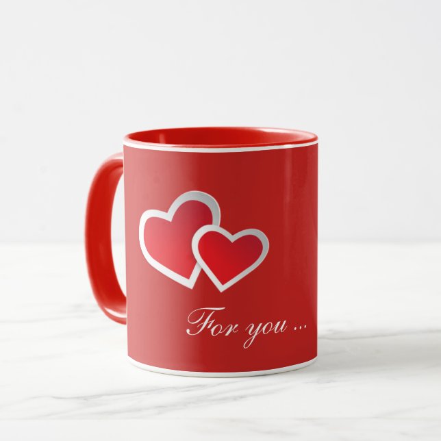 Rote Herzen für Sie ... Personalisiere Tasse (Vorderseite Links)