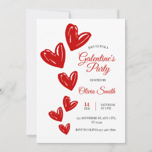 Rote Herzen Galentines-Party-Einladung, Valentinst Einladung