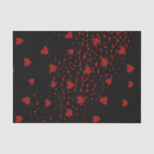Rote Herzen gescattert/ schwarz Seidenpapier