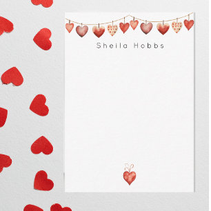 Rote Herzen Girlande Valentinstag Personalisierbar Mitteilungskarte