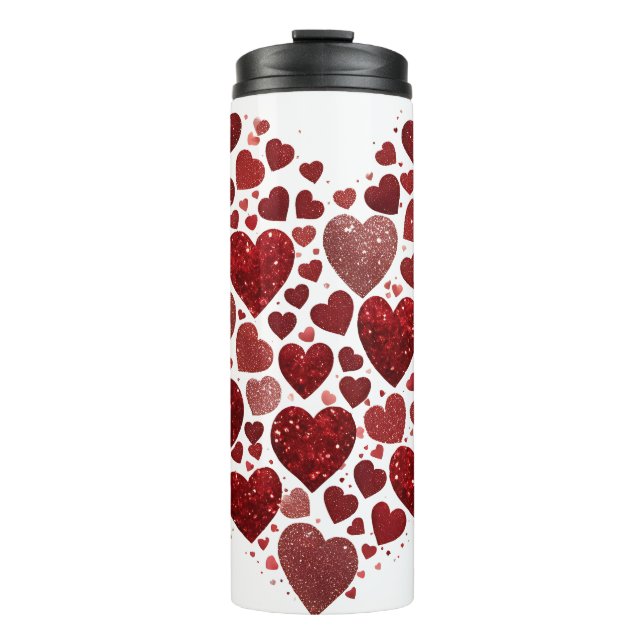 Rote Herzen große Liebe Valentinstag Thermosbecher (Vorderseite)