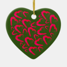 Rote Herzen Grüne Keramik Ornament