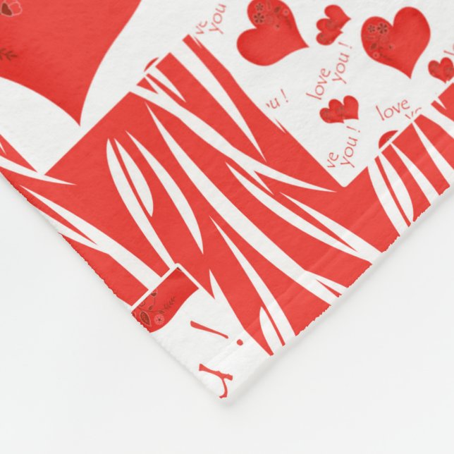 Rote Herzen, Liebe. Fleecedecke (Ecke)