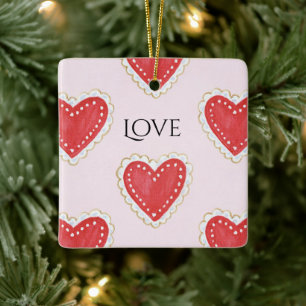 Rote Herzen Liebe Keramikornament