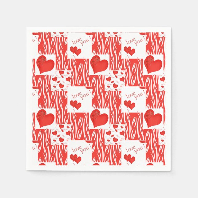 Rote Herzen, Liebe. Serviette (Vorderseite)