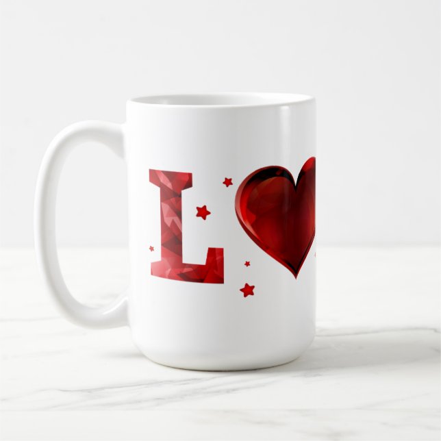 ROTE HERZEN LIEBE TASSE (Links)