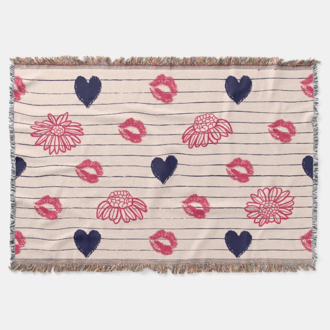 Rote Herzen, Lippen, Gänsehaut. Decke (Vorderseite)