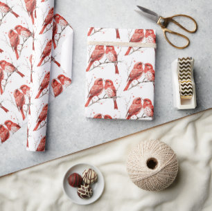 Rote Herzen Love Birds Geschenkpapier