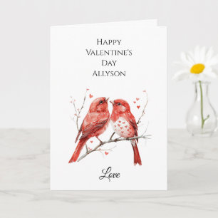 Rote Herzen Love Birds Karte
