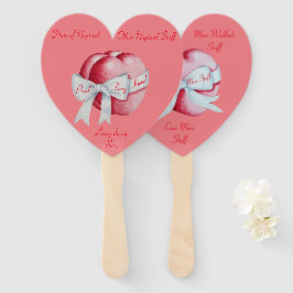 rote Herzen mit weißen Bögen für die Hochzeit Fächer