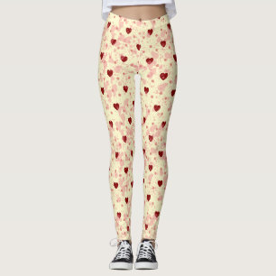 Rote Herzen Muster auf gelbem Hintergrund Leggings
