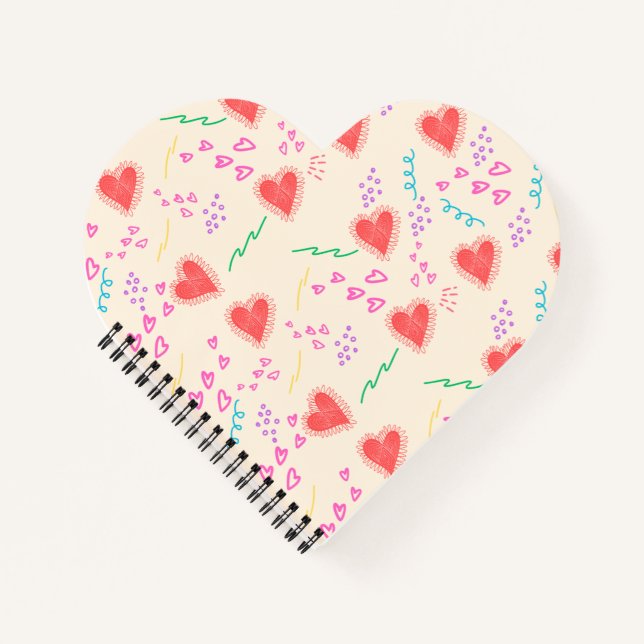 Rote Herzen Muster Spiral Notebook Notizbuch (Vorderseite)