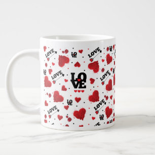Rote Herzen Muster Valentinstag Jumbo-Tasse