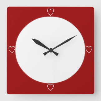 Rote Herzen niedlich Quadratische Wanduhr