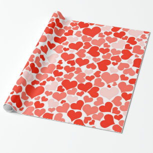 Rote Herzen Romantische Liebe Süße Mädchen Geburts Geschenkpapier